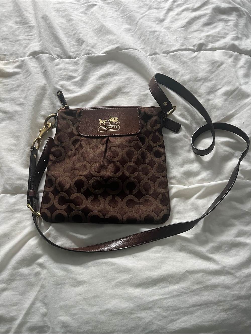 Coach Dark Brown Signature Crossbody Bag